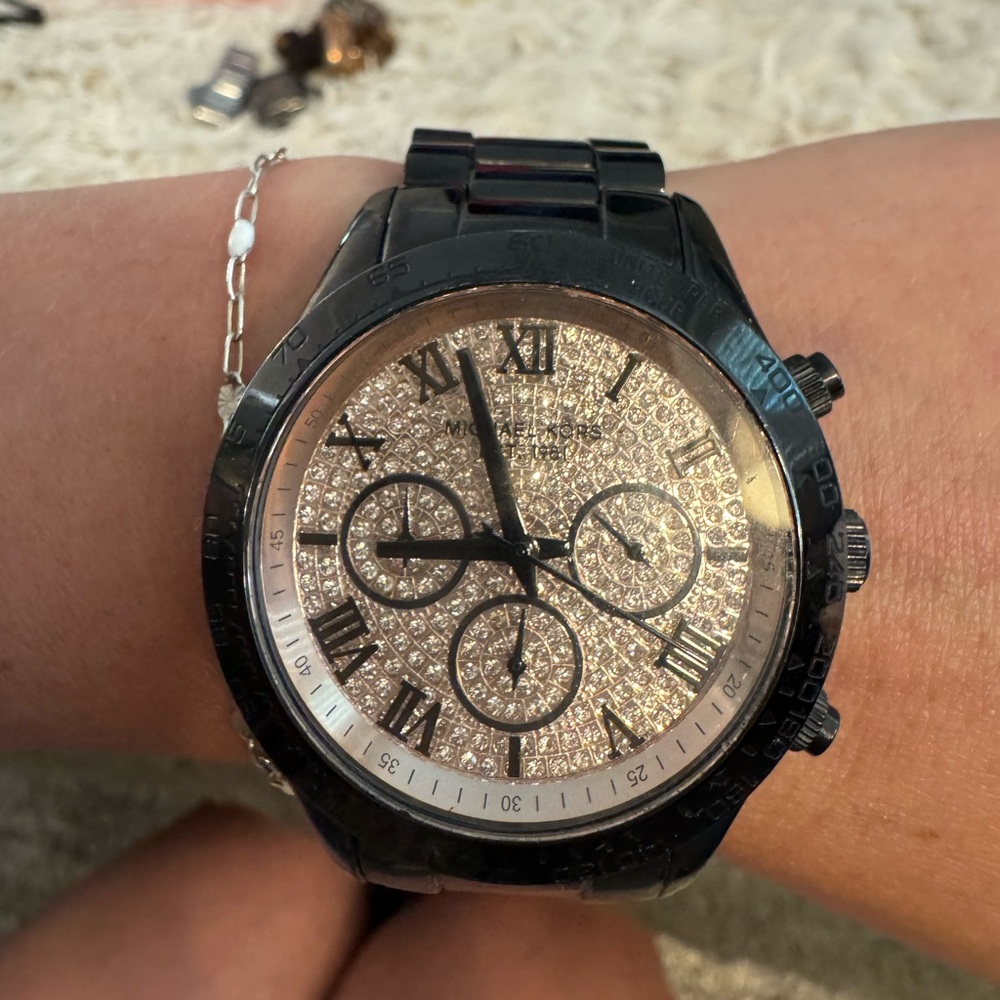 Michael Kors Gunmetal and Rose Gold Watch